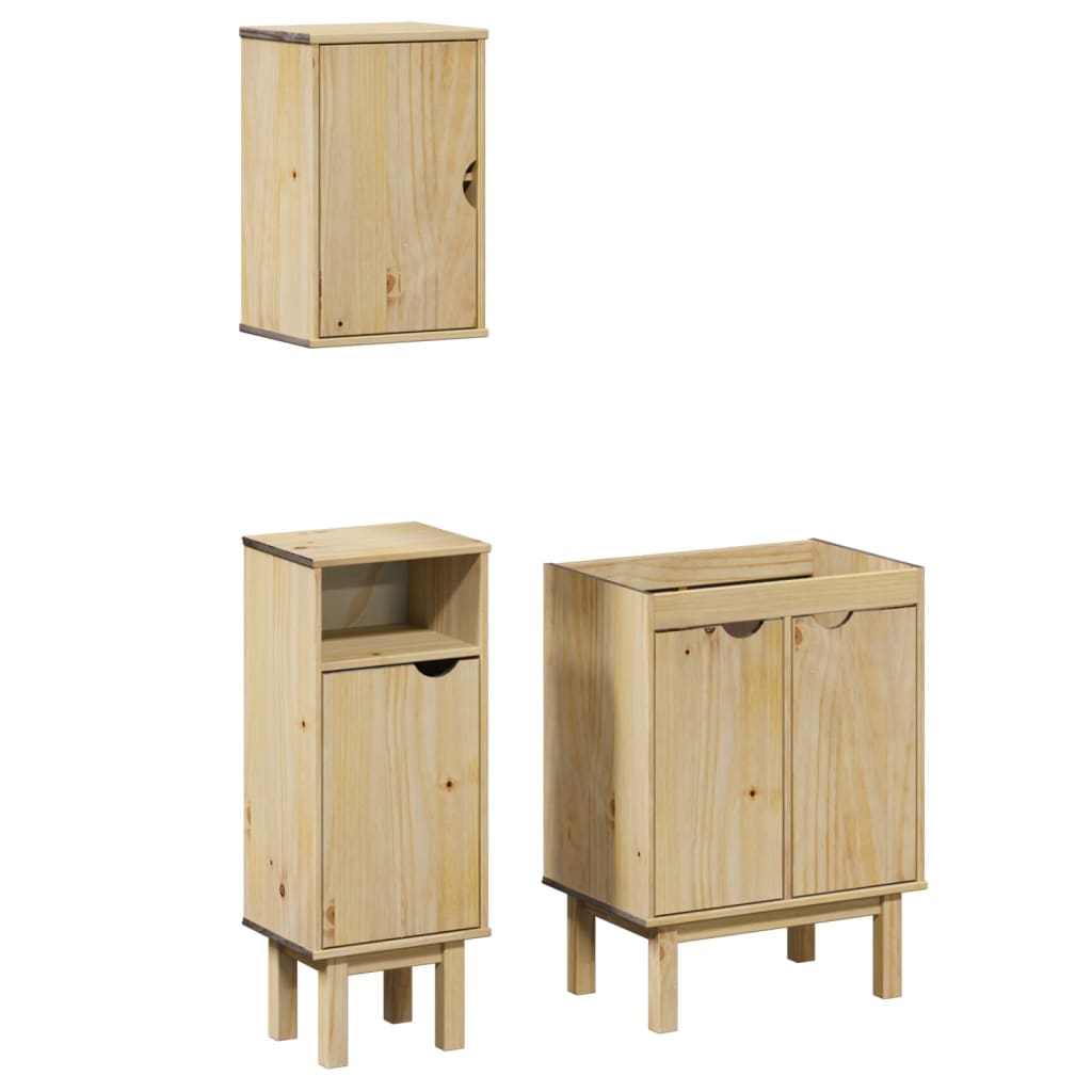 Set mobilier baie „OTTA”, 3 piese, lemn masiv de pin