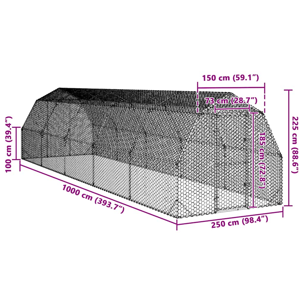 Pui de găină 2,5x10x2,25 m Oțel galvanizat