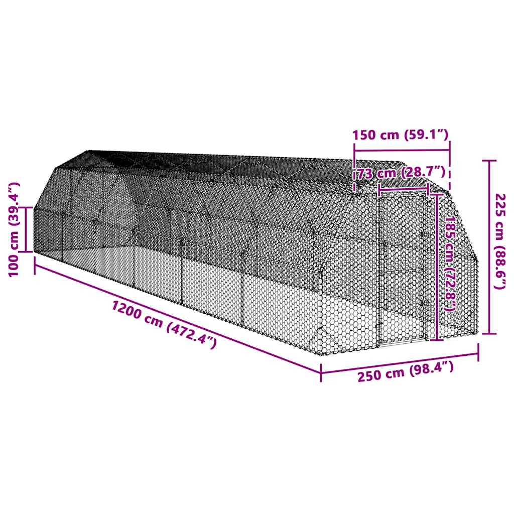 Pui de găină 2,5x12x2,25 m Oțel galvanizat