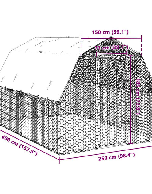 Încărcați imaginea în vizualizatorul Galerie, Pui de găină cu acoperiș 2,5x4x2,25 m oțel galvanizat
