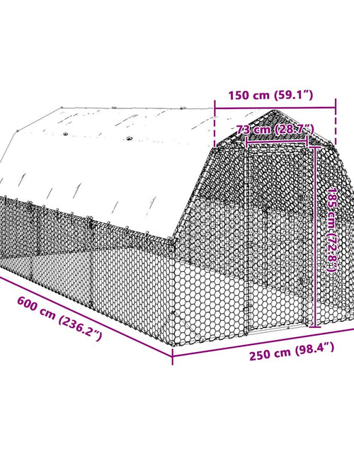 Încărcați imaginea în vizualizatorul Galerie, Pui de găină cu acoperiș 2,5x6x2,25 m oțel galvanizat
