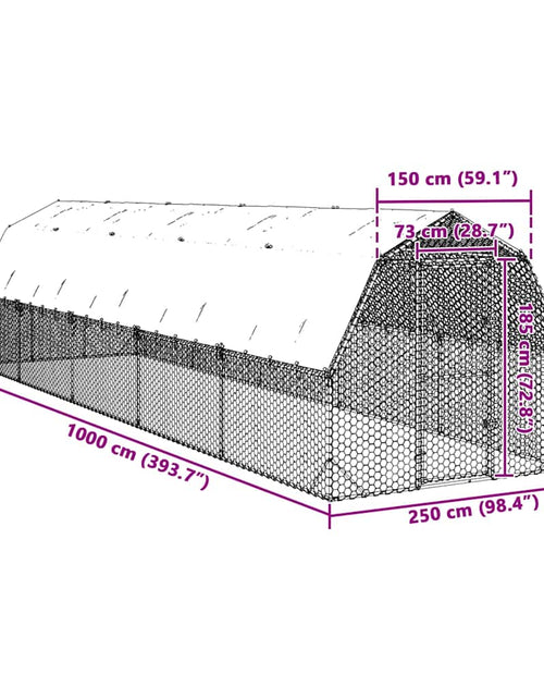 Încărcați imaginea în vizualizatorul Galerie, Pui de găină cu acoperiș 2,5x10x2,25 m oțel galvanizat
