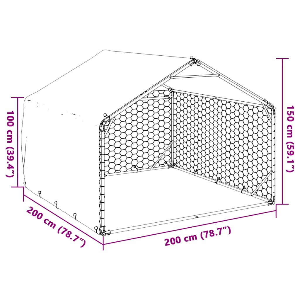 Canisa de exterior cu capac 2x2x1,5 m otel galvanizat