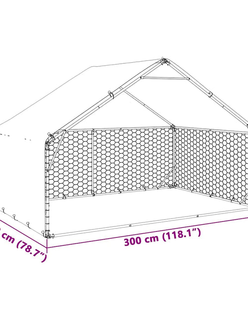 Încărcați imaginea în vizualizatorul Galerie, Canisa de exterior cu capac 3x2x1,9 m otel galvanizat
