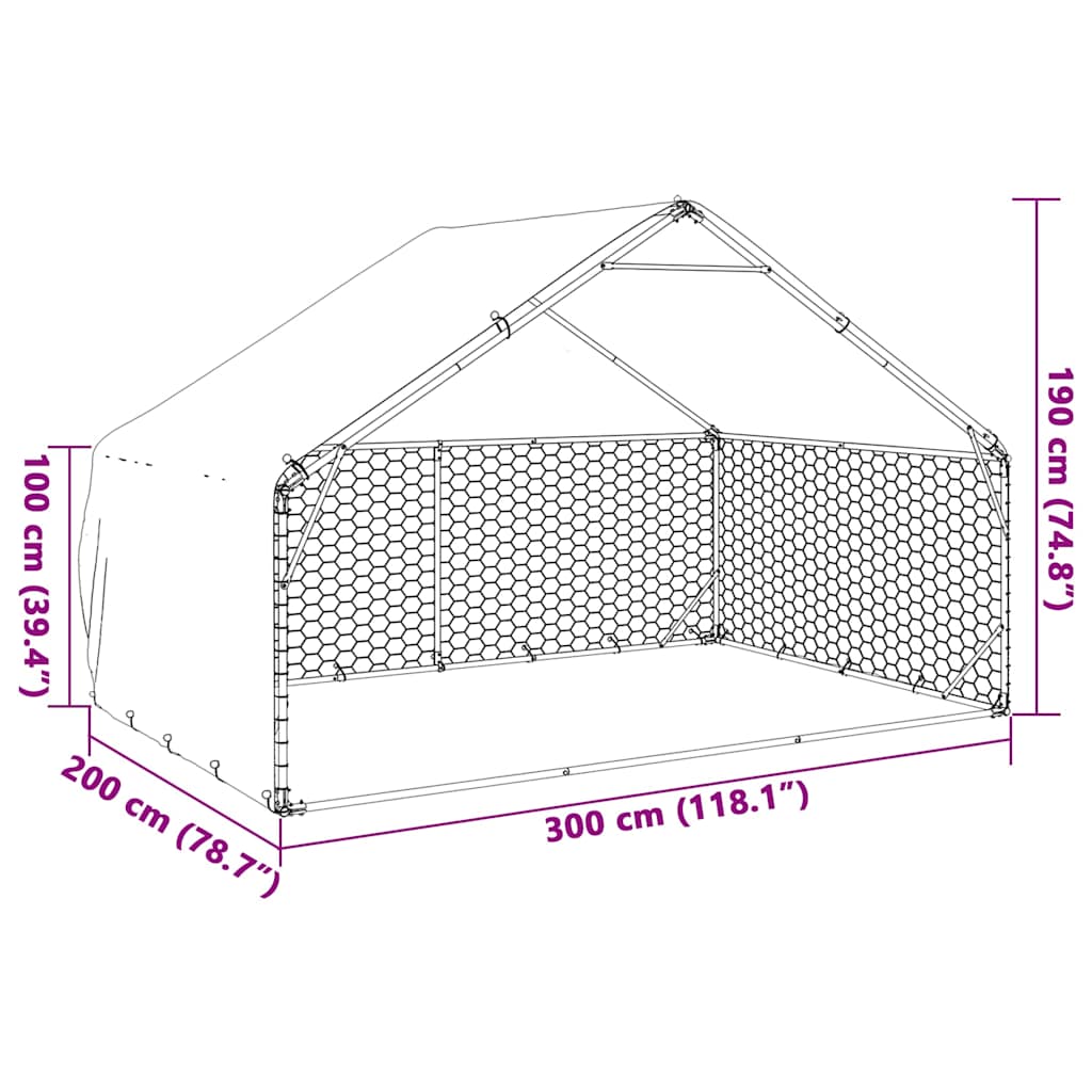 Canisa de exterior cu capac 3x2x1,9 m otel galvanizat