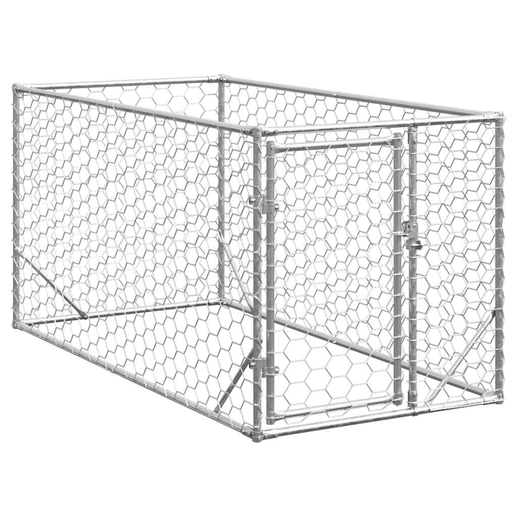 Canisa de exterior pentru caini cu usa 2x1x1 m otel galvanizat