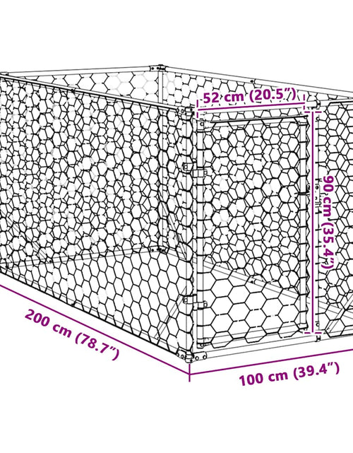 Încărcați imaginea în vizualizatorul Galerie, Canisa de exterior pentru caini cu usa 2x1x1 m otel galvanizat
