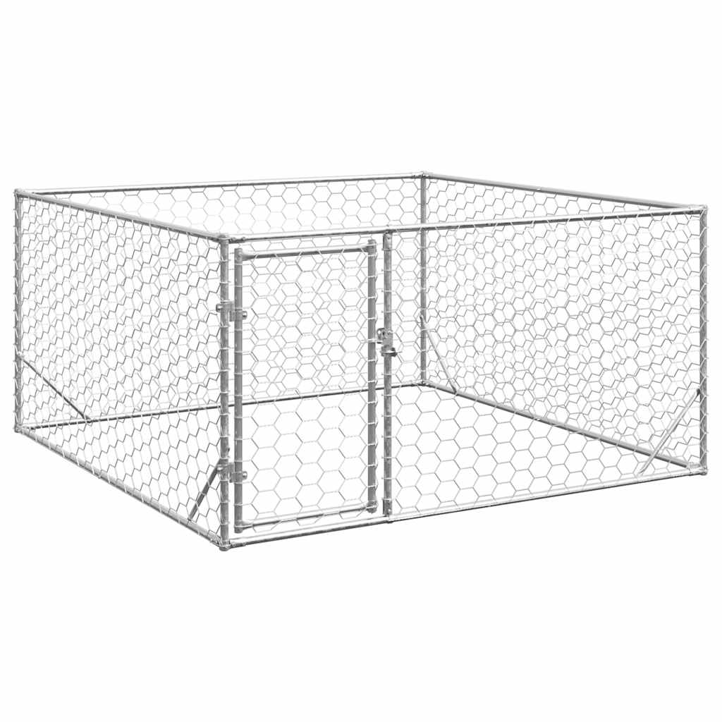 Canisa de exterior pentru caini cu usa 2x2x1 m otel galvanizat