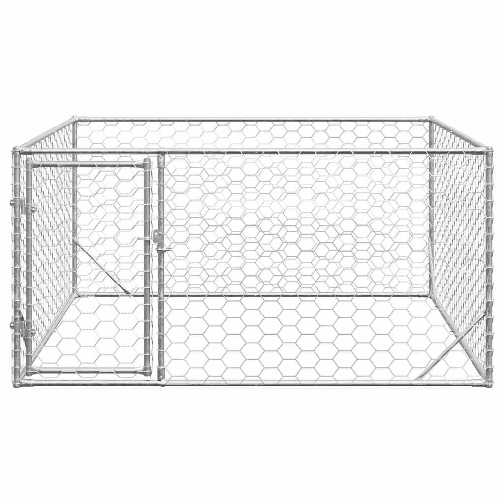 Canisa de exterior pentru caini cu usa 2x2x1 m otel galvanizat