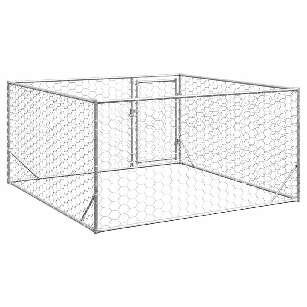 Canisa de exterior pentru caini cu usa 2x2x1 m otel galvanizat