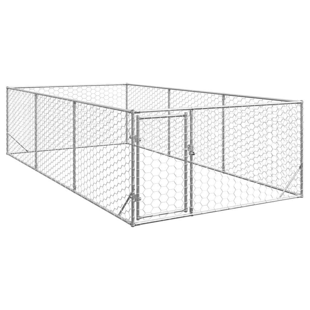 Canisa de exterior pentru caini cu usa 2x4x1 m otel galvanizat