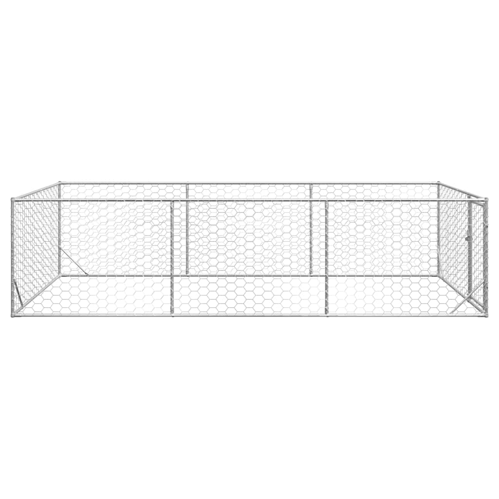 Canisa de exterior pentru caini cu usa 2x4x1 m otel galvanizat