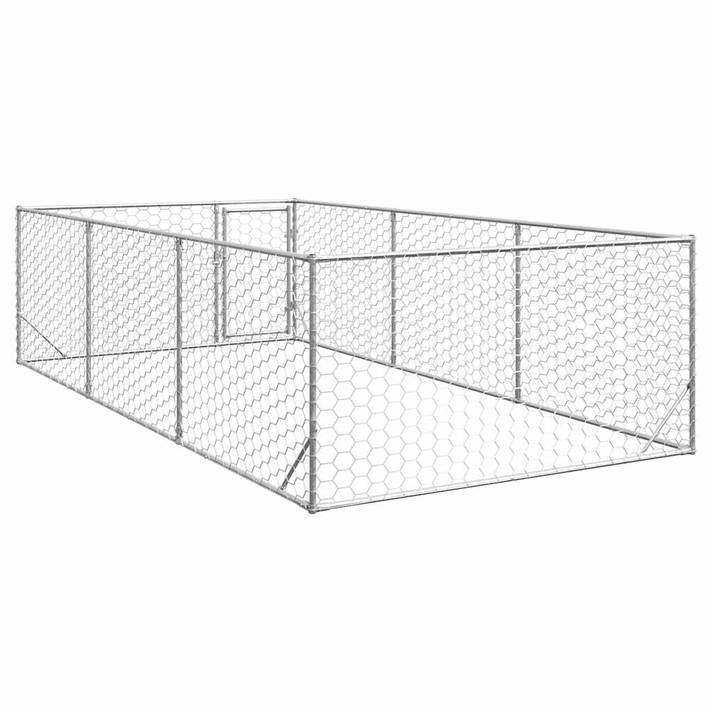 Canisa de exterior pentru caini cu usa 2x4x1 m otel galvanizat