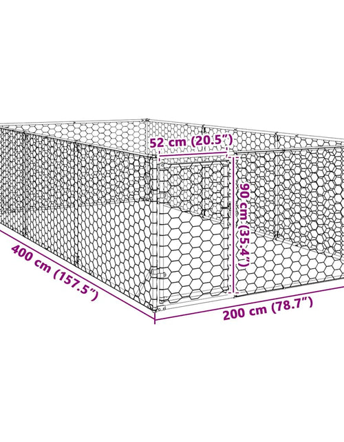 Încărcați imaginea în vizualizatorul Galerie, Canisa de exterior pentru caini cu usa 2x4x1 m otel galvanizat
