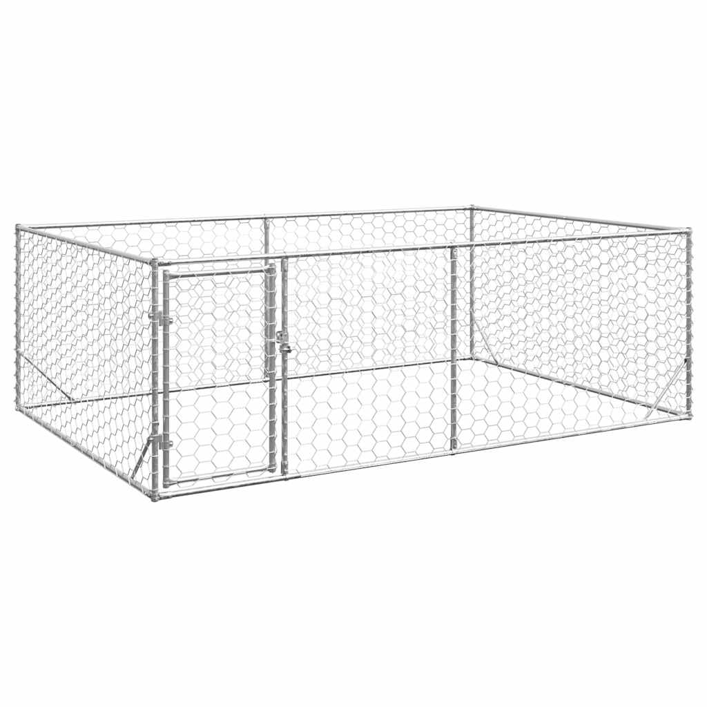 Canisa de exterior pentru caini cu usa 3x2x1 m otel galvanizat