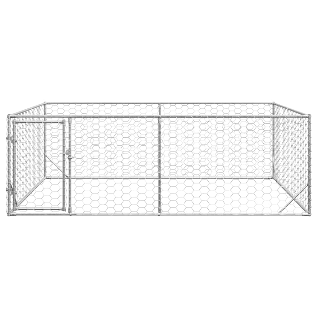 Canisa de exterior pentru caini cu usa 3x2x1 m otel galvanizat