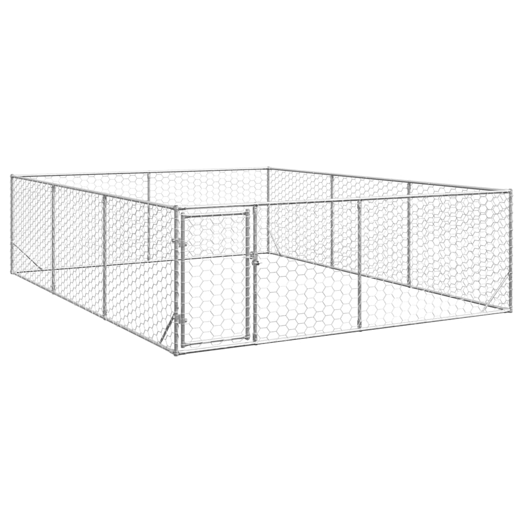 Canisa de exterior pentru caini cu usa 3x4x1 m otel galvanizat