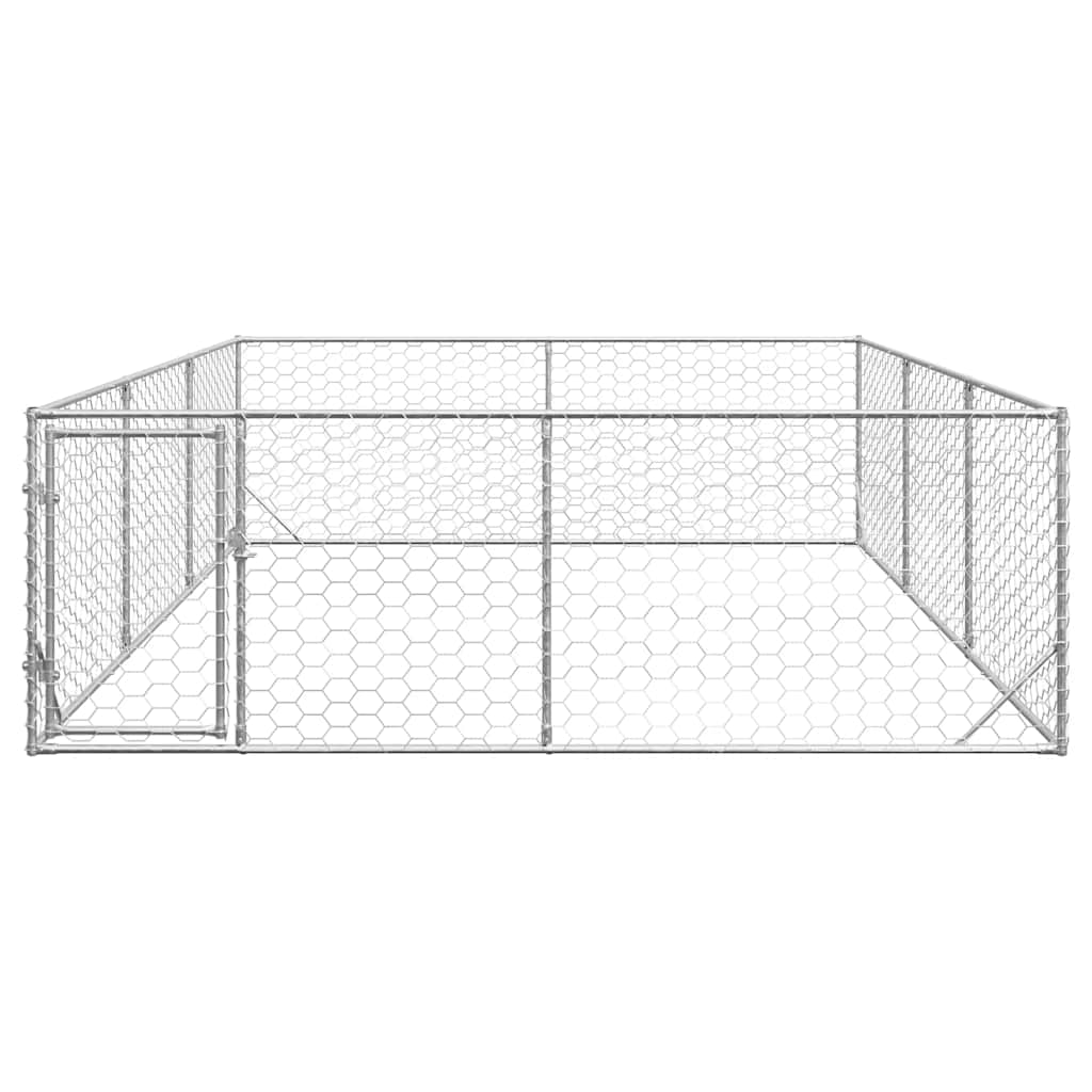 Canisa de exterior pentru caini cu usa 3x4x1 m otel galvanizat