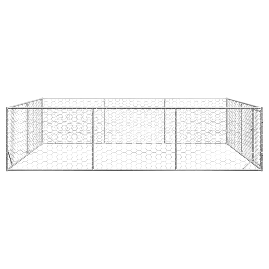 Canisa de exterior pentru caini cu usa 3x4x1 m otel galvanizat