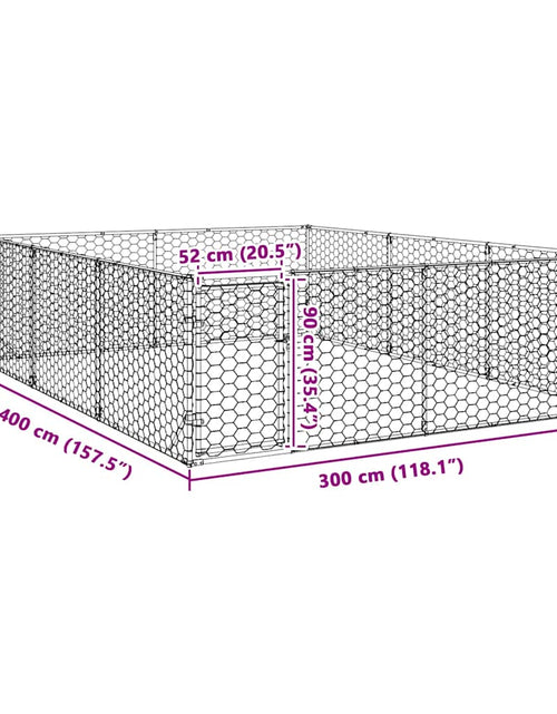 Încărcați imaginea în vizualizatorul Galerie, Canisa de exterior pentru caini cu usa 3x4x1 m otel galvanizat
