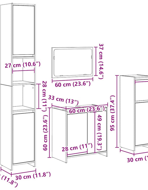 Încărcați imaginea în vizualizatorul Galerie, Set mobilier de baie, 4 piese, lemn vechi, lemn prelucrat
