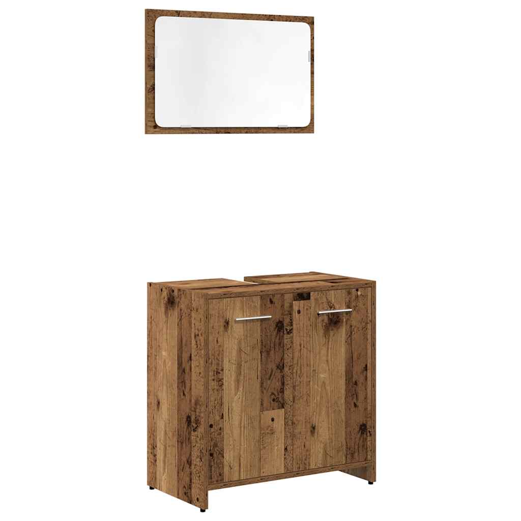 Set mobilier de baie, 3 piese, lemn vechi, lemn prelucrat