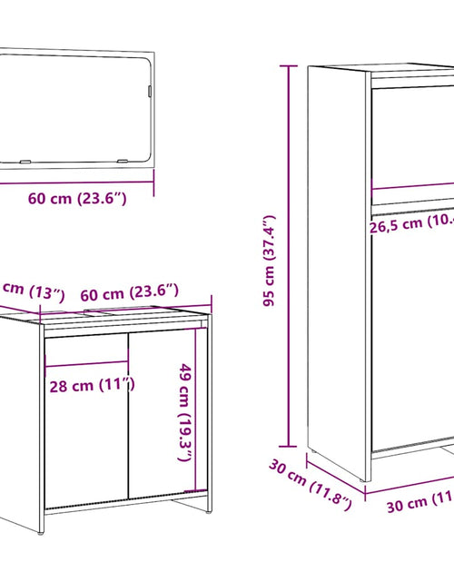 Загрузите изображение в средство просмотра галереи, Set mobilier de baie, 3 piese, lemn vechi, lemn prelucrat
