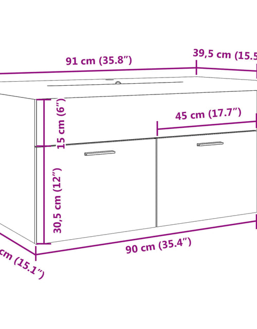 Încărcați imaginea în vizualizatorul Galerie, Dulap pentru chiuvetă baie lavoar încorporat, stejar artizanal
