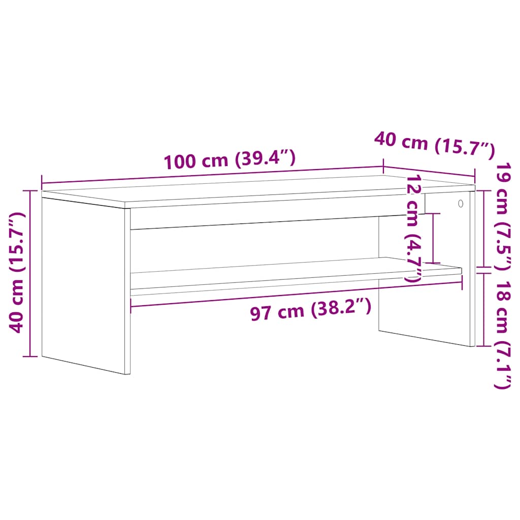 Comodă TV, gri beton, 100 x 40 x 40 cm, PAL