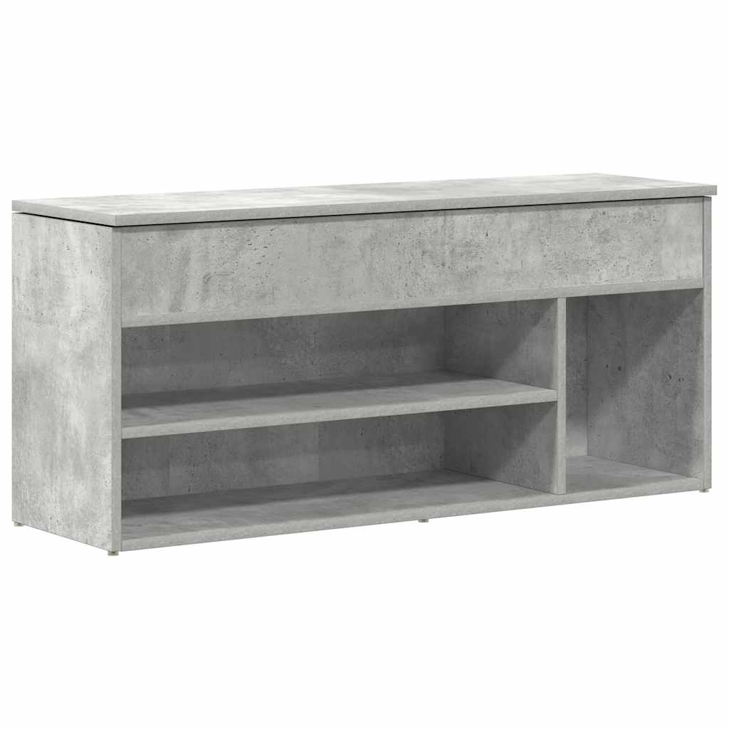 Bancheta pantofar, gri beton, 102x30,5x45 cm, lemn prelucrat