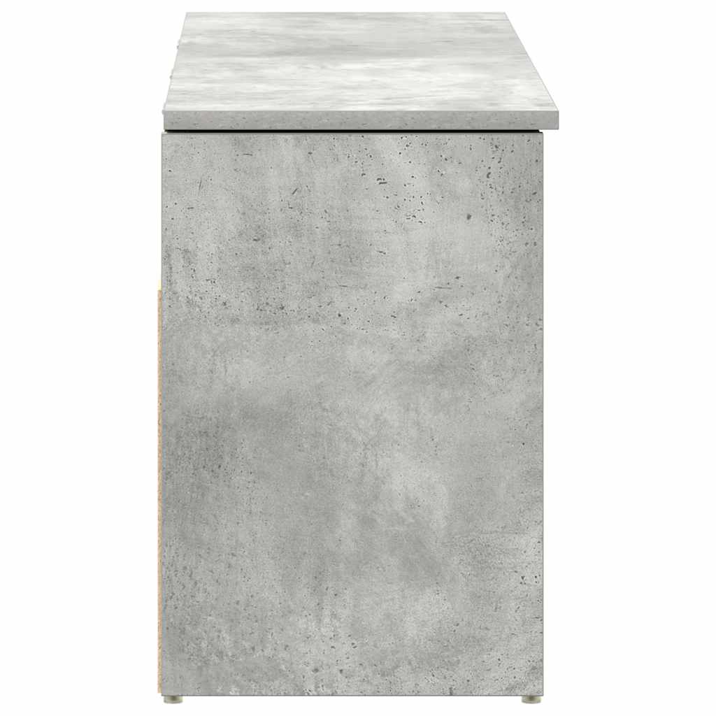 Bancheta pantofar, gri beton, 102x30,5x45 cm, lemn prelucrat