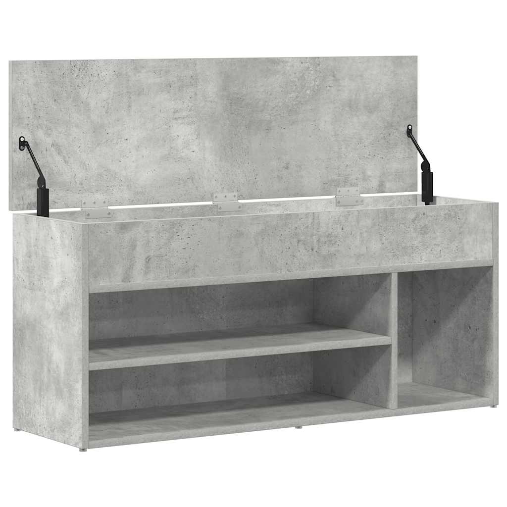 Bancheta pantofar, gri beton, 102x30,5x45 cm, lemn prelucrat