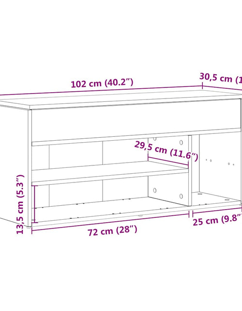 Загрузите изображение в средство просмотра галереи, Bancă de pantofi, stejar fumuriu, 102x30,5x45 cm lemn prelucrat
