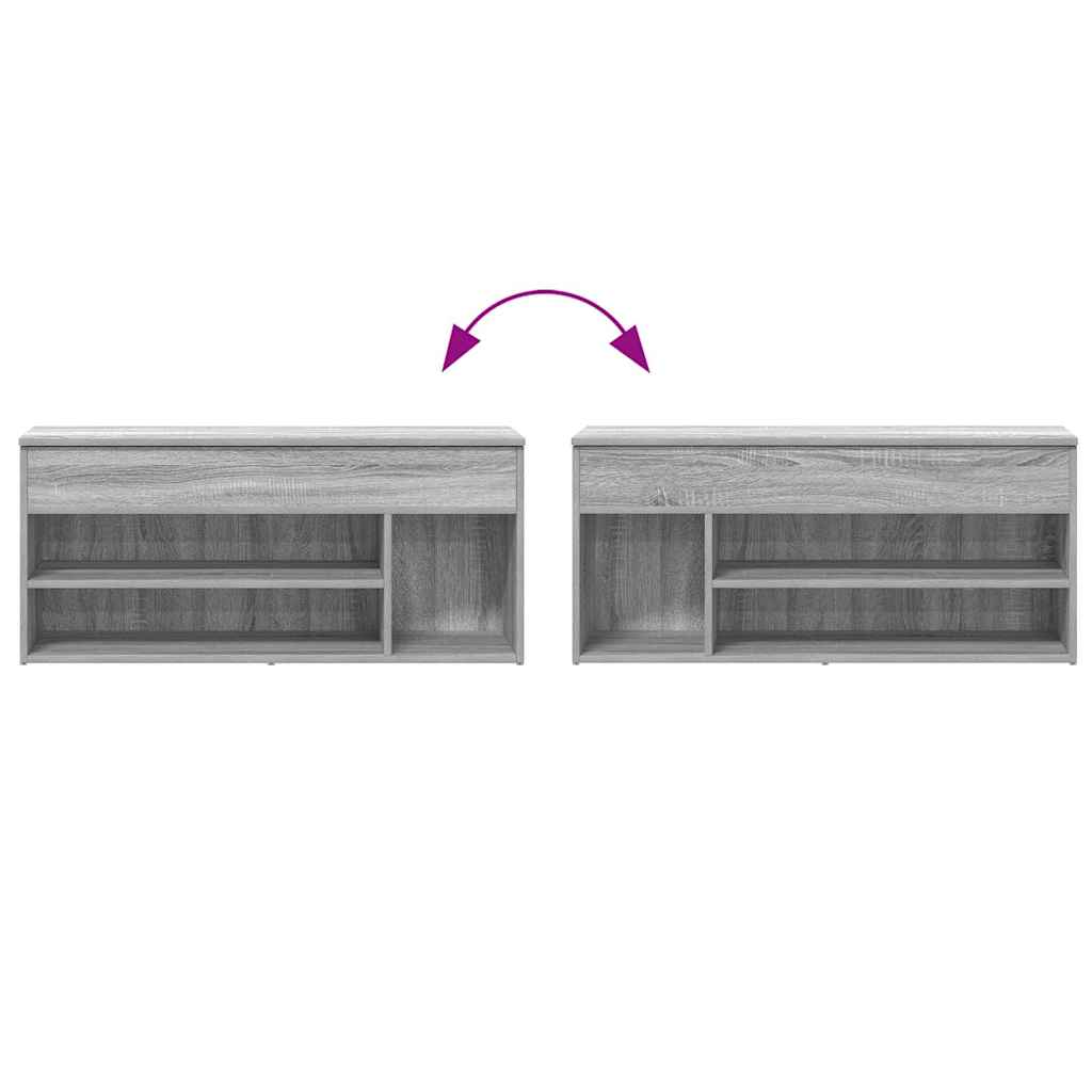 Bancă de pantofi, gri sonoma, 102x30,5x45 cm, lemn prelucrat