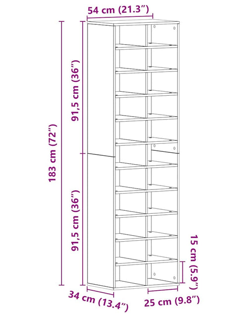 Încărcați imaginea în vizualizatorul Galerie, Dulap Pantofi Artisan Stejar 54x34x183 cm Lemn prelucrat
