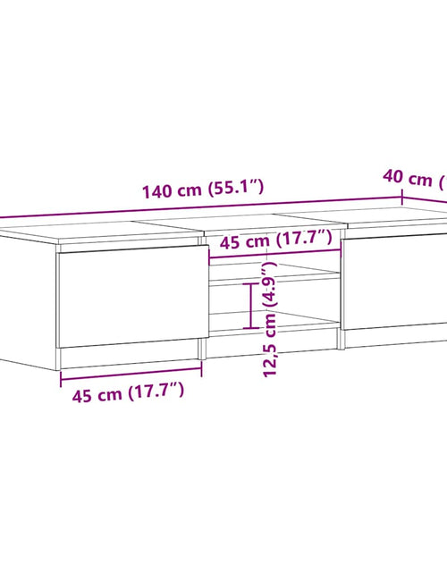 Încărcați imaginea în vizualizatorul Galerie, Dulap TV, stejar artizanal, 140x40x36 cm, lemn prelucrat
