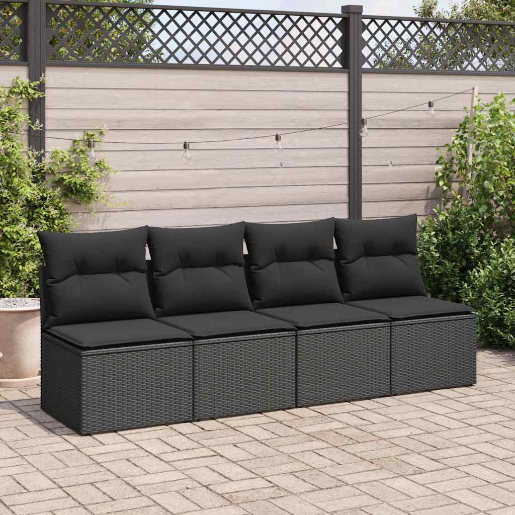 Set mobilier de grădină cu perne, 4 piese poliratan/lemn acacia