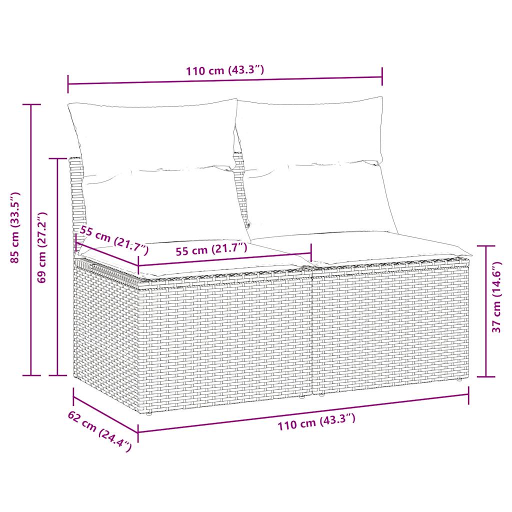 Set canapele de grădină, 4 piese, cu perne, maro poliratan maro