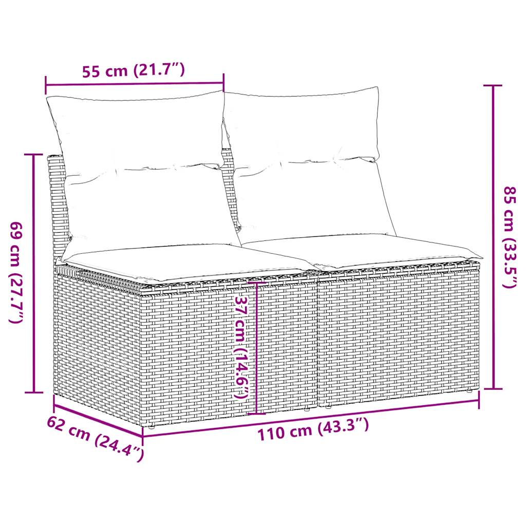 Set mobilier de grădină cu perne, 4 piese poliratan/lemn acacia