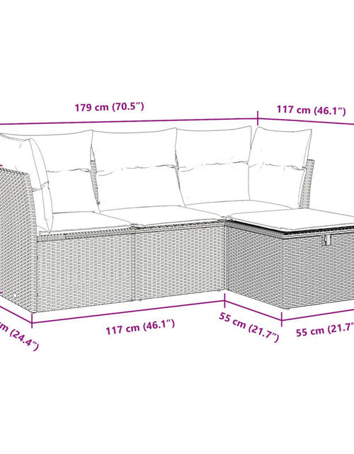 Încărcați imaginea în vizualizatorul Galerie, Set canapele de grădină, 4 piese, cu perne, bej, poliratan
