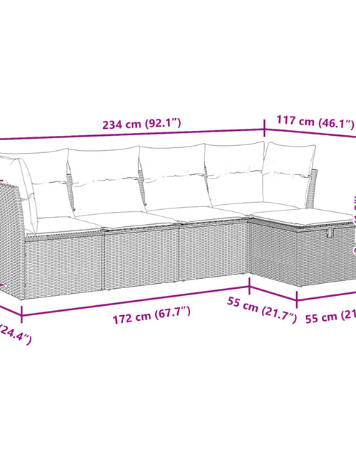 Încărcați imaginea în vizualizatorul Galerie, Set mobilier de grădină cu perne, 5 piese, negru, poliratan
