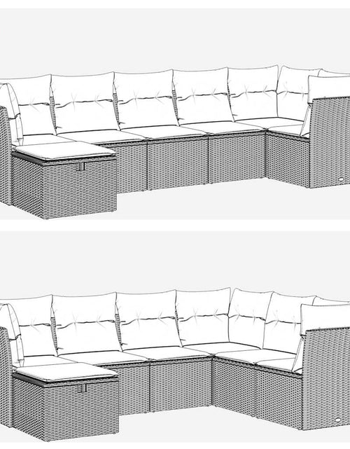 Загрузите изображение в средство просмотра галереи, Set canapele de grădină, 7 piese, cu perne, bej, poliratan
