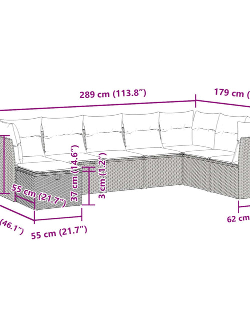 Încărcați imaginea în vizualizatorul Galerie, Set mobilier de grădină cu perne, 8 piese, negru, poliratan
