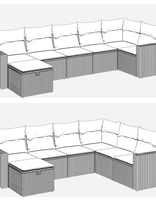 Загрузите изображение в средство просмотра галереи, Set canapele de grădină, 7 piese, cu perne, bej, poliratan
