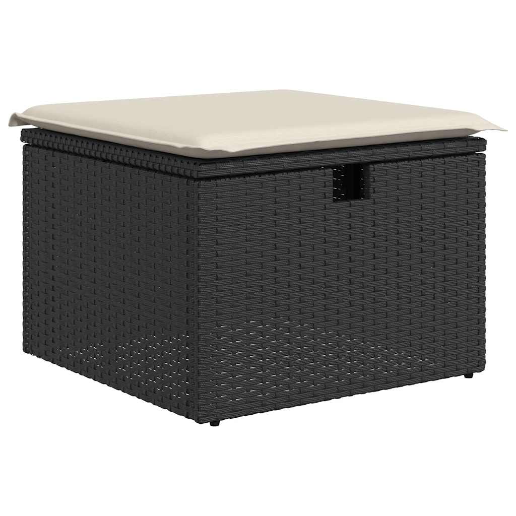 Set mobilier de grădină cu perne, 5 piese, negru, poliratan