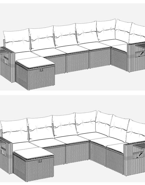 Загрузите изображение в средство просмотра галереи, Set canapele de grădină, 7 piese, cu perne, bej, poliratan
