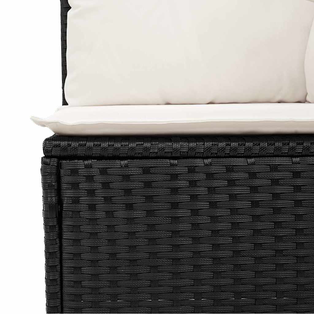 Set mobilier de grădină cu perne, 4 piese, negru, poliratan