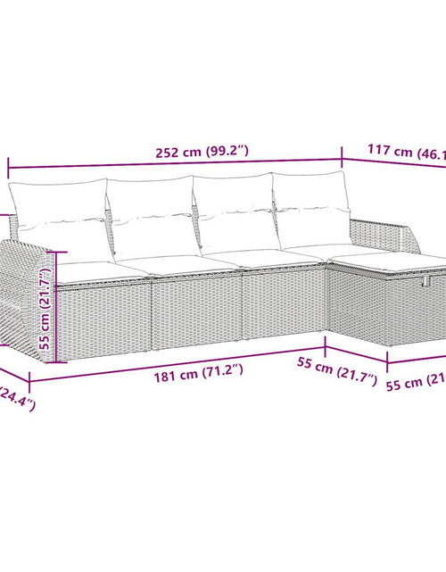 Încărcați imaginea în vizualizatorul Galerie, Set mobilier de grădină cu perne, 5 piese, negru, poliratan
