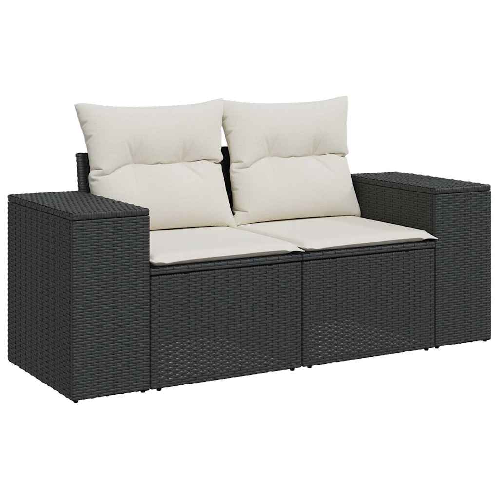 Set mobilier de grădină cu perne, 5 piese, negru, poliratan