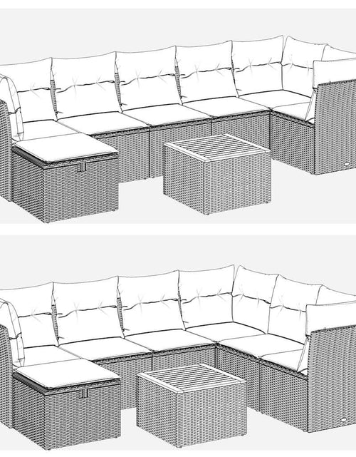Загрузите изображение в средство просмотра галереи, Set canapele de grădină, 8 piese, cu perne, bej, poliratan
